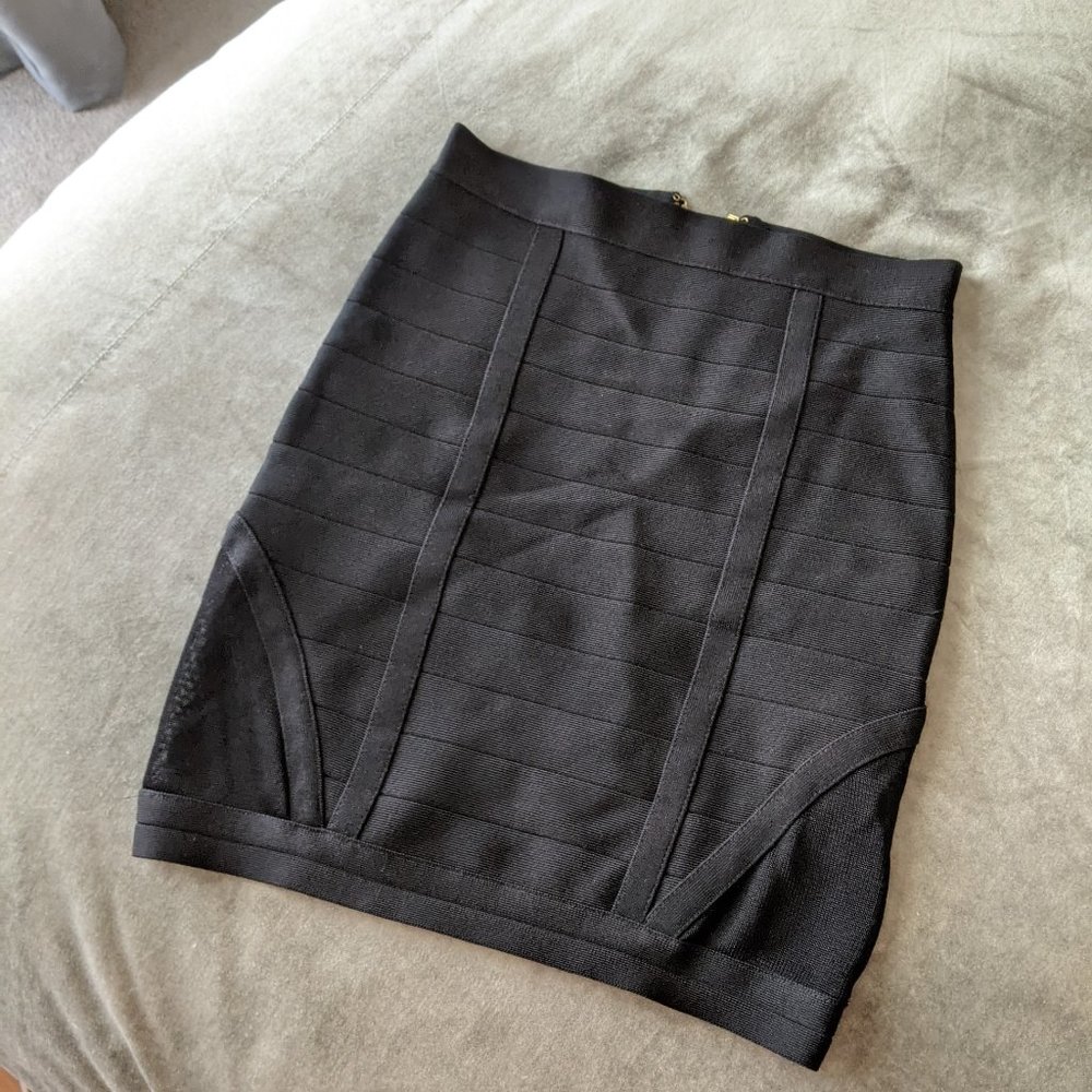 Bebe Bandage Skirt with side mesh panels